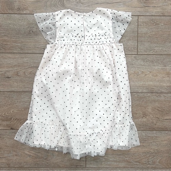 Crewcuts J. Crew Girls Tulle Party Holiday Dress Sz 8 Off White Black Polka Dots - Picture 9 of 10